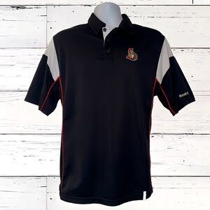 Reebok NHL Ottawa Senators Polo Shirt Men’s Small Black Red White Team Shirt